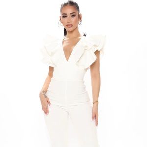 White Denim Jumpsuit